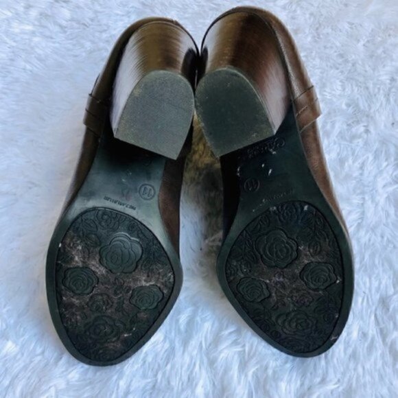 Carlos by Carlos Santana Devon Ankle Booties 11 Stacked Block Heel Brown Pull On - Picture 10 of 13